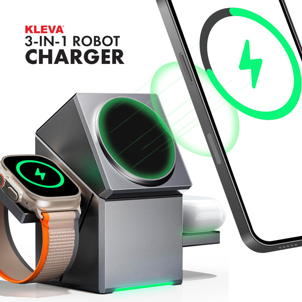 Kleva® 3-in-1 Robot Charge- Magnetic Wireless Charging Station