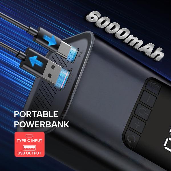 Kleva 6-in-1 Car Jump Starter & Air Compressor 6000mAh Power Bank