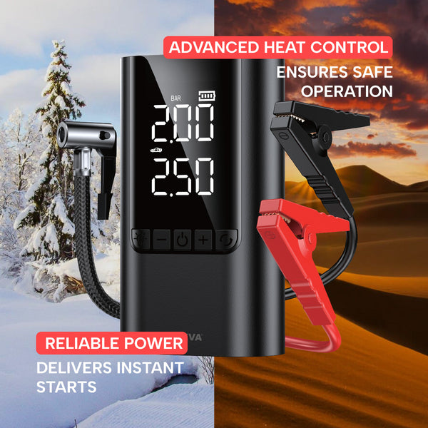 Kleva 6-in-1 Car Jump Starter & Air Compressor 6000mAh Power Bank