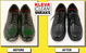 Side-by-side black sneakers: the left, dirty with green stains (BEFORE); the right, clean after using Kleva Range’s Make old shoes look new! Kleva Clean Sneaks Automatic Shoe Cleaner (AFTER). Kleva Clean Sneaks logo appears at the top.