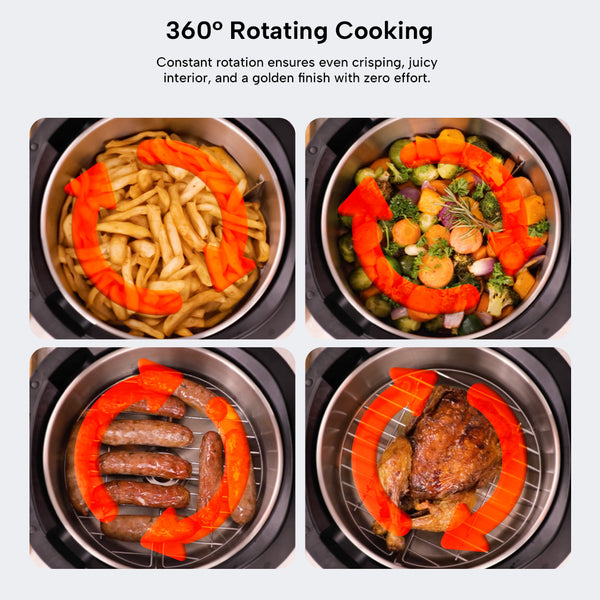Kleva® Spin Crisp Rotating Digital Air Fryer 6L - 360° Auto Rotating Cooking
