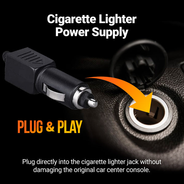 Includes cigarette lighter adapter for easy in-car power.