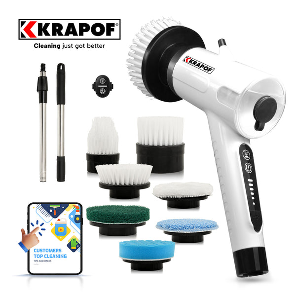 KRAPOF® Electric Cordless Tough Scrub Excel Pro with 7 Replaceable Cleaning Heads