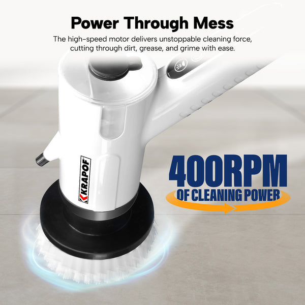 KRAPOF® Electric Cordless Tough Scrub Excel Pro with 7 Replaceable Cleaning Heads