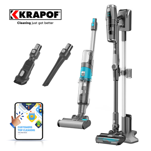 KRAPOF® Wet & Dry 2-in-1 Cordless Stick Vacuum and Smart Mop Floor Cleaner