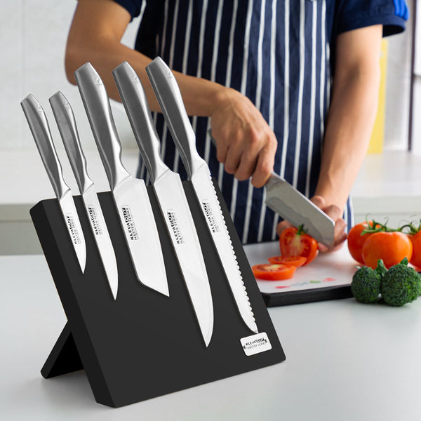 Midnight Magnetic Knife Block - Stylish Knife Holder With Super Strength Magnets Kitchen Knives Kleva Range