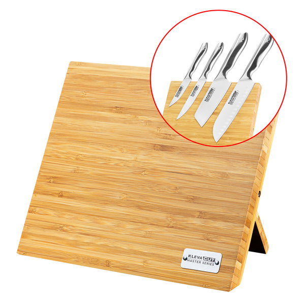 Kleva® Bamboo Magnetic Knife Block! Store Your Knifes Safely And Securely! Kitchen Knives Kleva Range