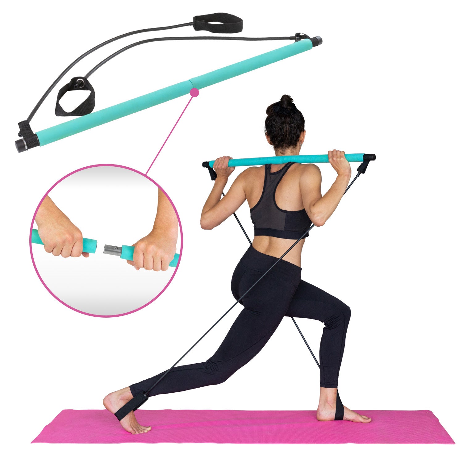 Resistance Band Workout Bar for Body Workout, Adjustable 3 Parts