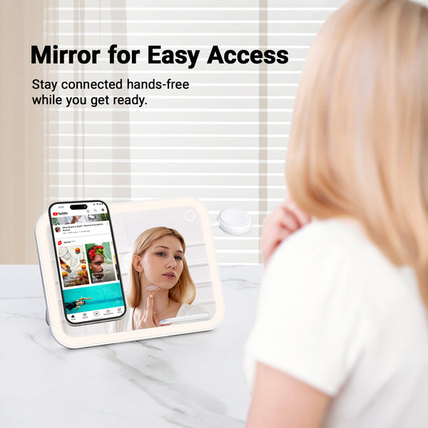 Kleva 3-in-1 Mirror Wireless Charger for Apple With Dual LED Lighting Modes