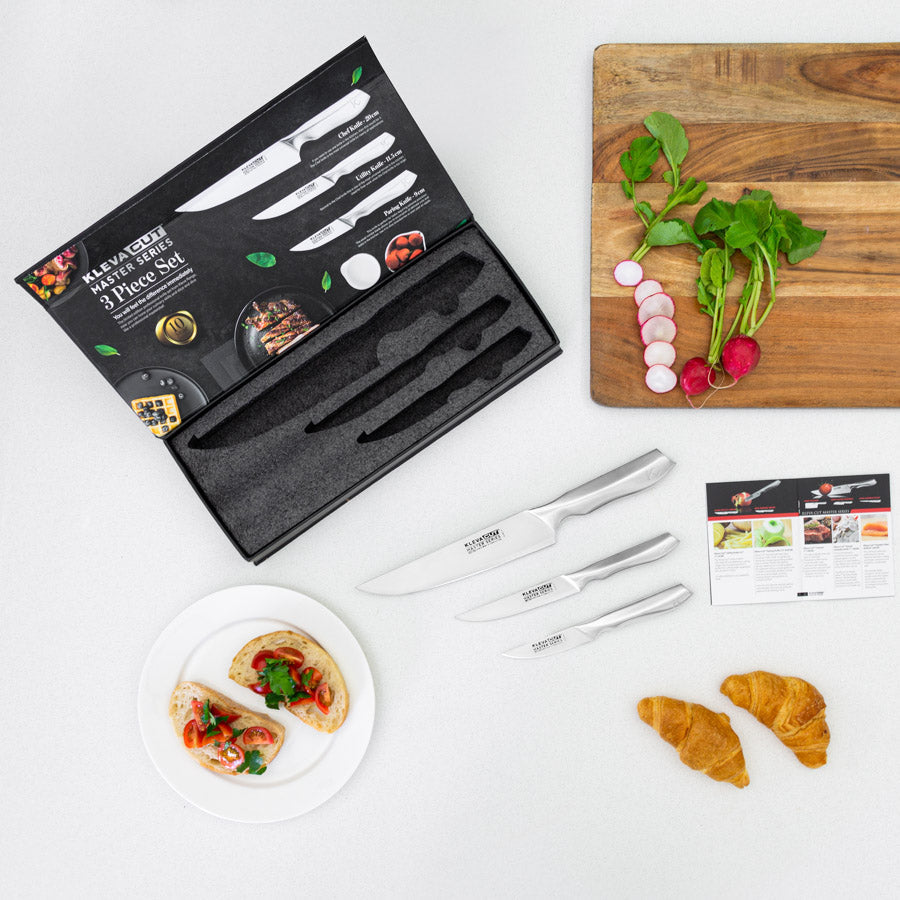 KlevaCut® Master Series New 3pc Knife Set - Chef, Utility + Paring Knives Kitchen Knives Kleva Range - Everyday Innovations   