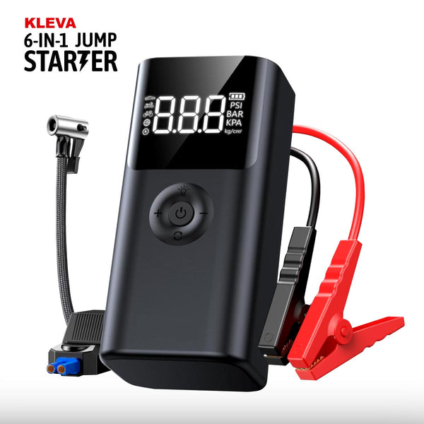 Kleva 6-in-1 Car Jump Starter & Air Compressor 6000mAh Power Bank