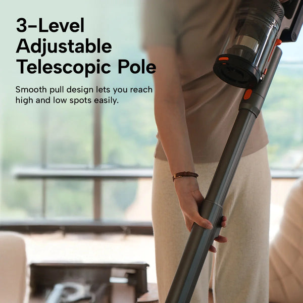 3-level adjustable telescopic pole cordless vacuum for easy reach and flexible cleaning