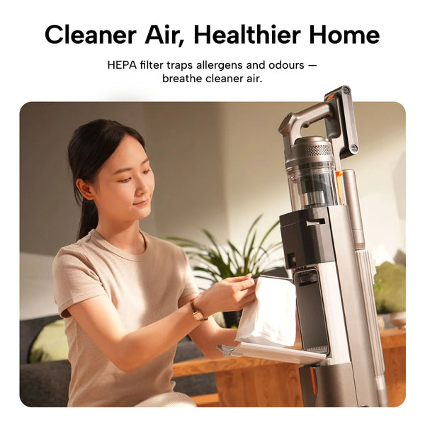 HEPA filtration cordless vacuum trapping allergens for cleaner air at home
