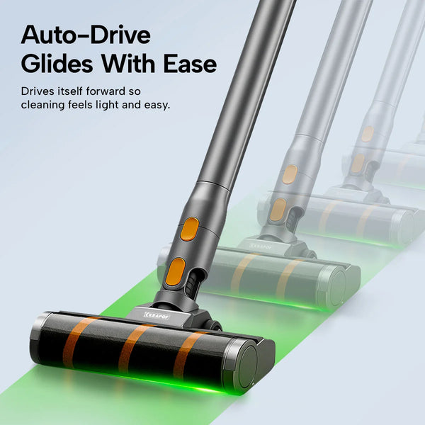 Auto-drive cordless vacuum head that glides forward for effortless cleaning