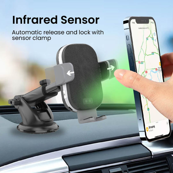 OneTutch Robotic Wireless Phone Charger Holder with Smart Sensor Auto-Clamping Car Mount