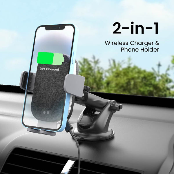 OneTutch Robotic Wireless Phone Charger Holder with Smart Sensor Auto-Clamping Car Mount