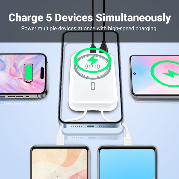 ChargAway 5-in-1 Compact Wireless Power Bank 10000mAh Fast Charge all devices in 30 minutes