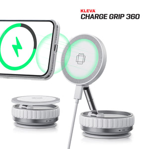 KLEVA® Charge Grip 360 – MagSafe-Compatible Suction Phone Mount & Wireless Charging Stand