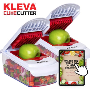 Kleva Cube Cutter vegetable chopper with apples and free recipe ebook bundle