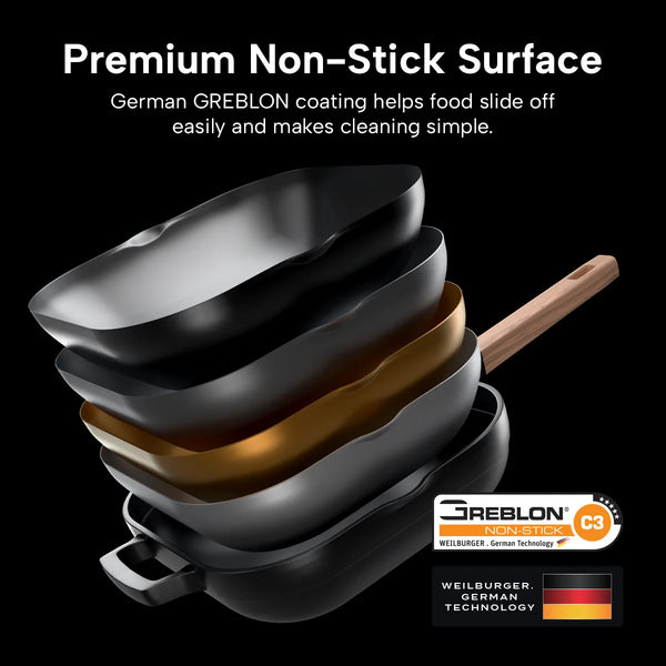 Diamond Earth non stick deep pan set with German Greblon coating for easy cooking and cleaning
