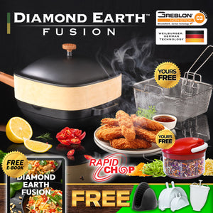 Diamond Earth® Fusion XL All-in-one Pan & Pot 4pc Set with Superior Non-Stick Coating + FREE E-BOOK + FREE Gifts!