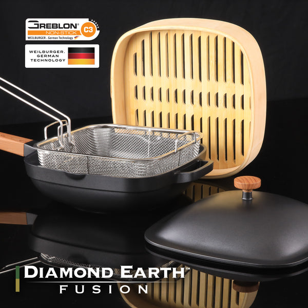 Diamond Earth® Fusion XL All-in-one Pan & Pot 4pc Set + FREE E-BOOK + FREE Gifts!