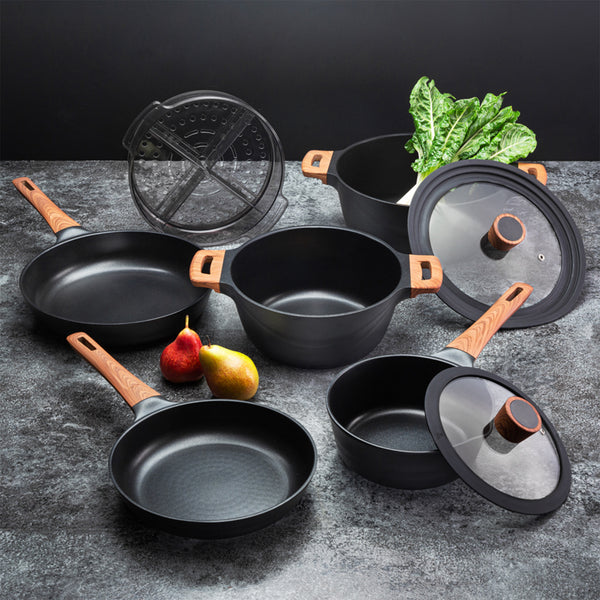 Diamond Earth® Premium Cookware 8pc Jumbo Set with Superior Non-Stick Coating + FREE 3pc Knife Set