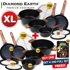 Diamond Earth® Premium Cookware 8pc Jumbo Set + FREE SECOND COOKWARE SET + FREE e-Book