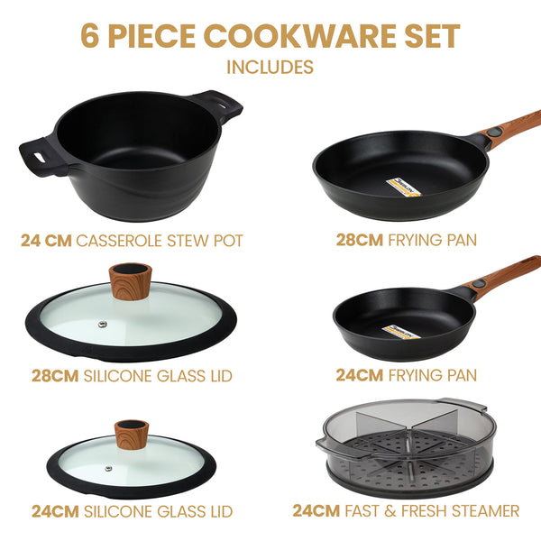 Diamond Earth® StackSmart 6pc Cookware Set with Detachable Handles + FREE Second Set + FREE e-Book