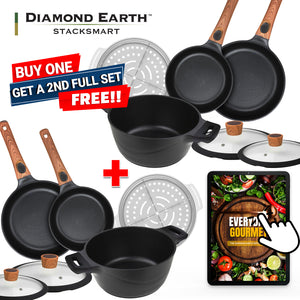 Diamond Earth® StackSmart with Detachable Handles 6pc Cookware Set - Buy one GET ONE FREE!