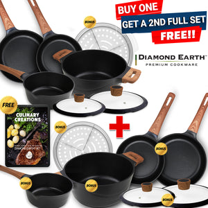 Diamond Earth® Premium Cookware 7pc Non Stick + FREE SECOND COOKWARE SET + FREE e-Book