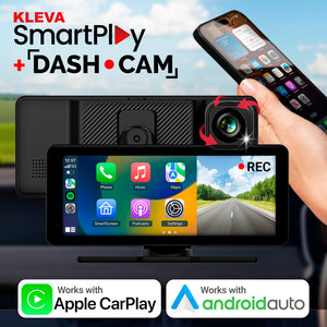 Kleva SmartPlay Plus Dash Cam 7" HD Universal Touchscreen - Apple CarPlay Android Auto Wireless