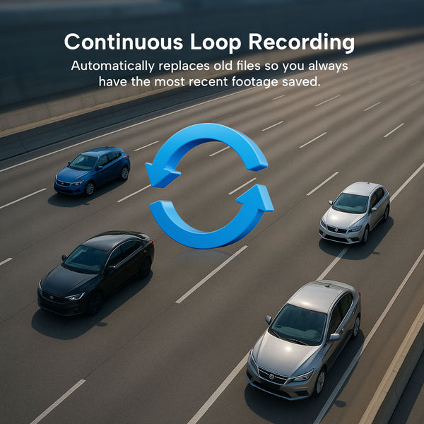 Continuous loop recording feature for Kleva Dashcam on highway.