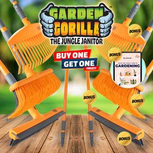 Buy 1 Get 1 FREE Garden Gorilla The Jungle Janitor 4pc Outdoor Broom Set + FREE Gardening eBook