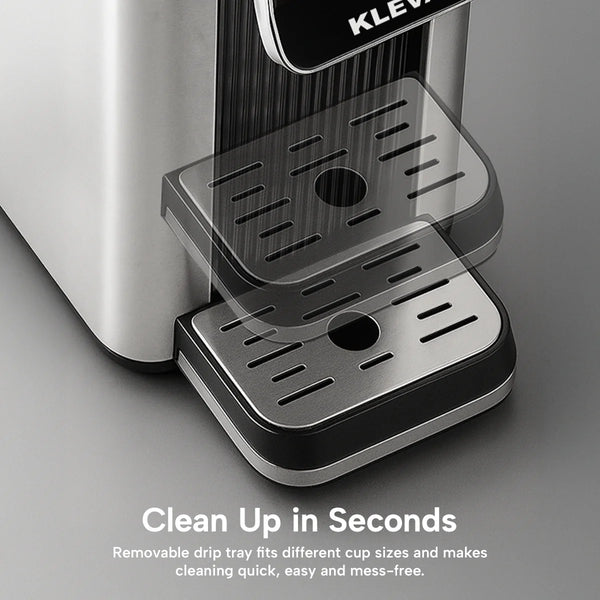 removable drip tray on hot water dispenser for easy cleaning and different cup sizes