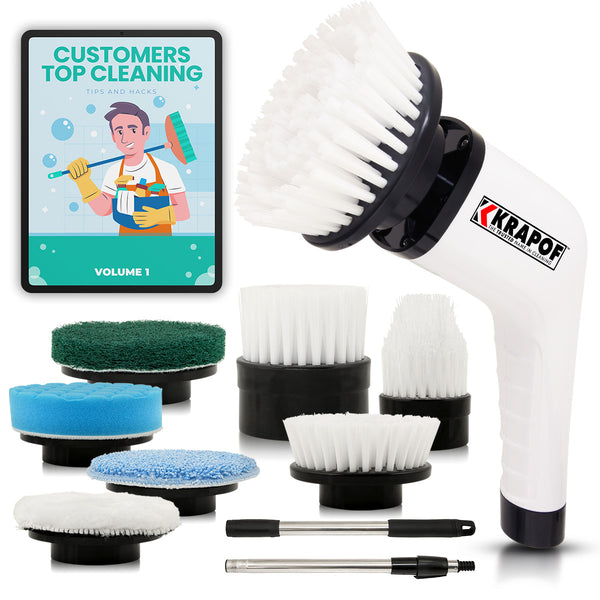 KRAPOF® Electric Cordless Tough Scrub Excel with 7 Replaceable Cleaning Heads