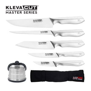 KlevaCut® Master Series 5pc Professional Chef Knife Set – FREE KLEVA® Sharpener Pro + Knife Block