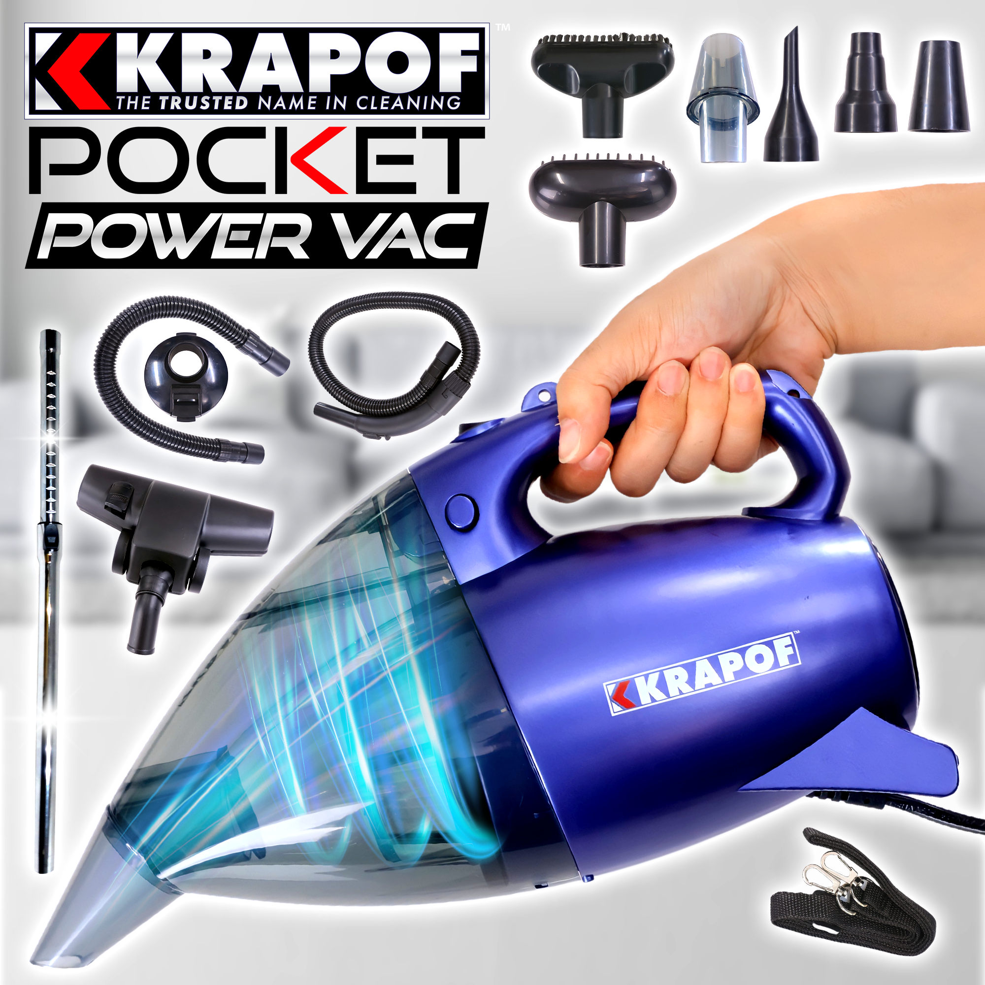 KRAPOF® Pocket Power Vac: The 2 in 1 Compact Powerful Vacuum and Blower + 4x BONUS Storage Bags