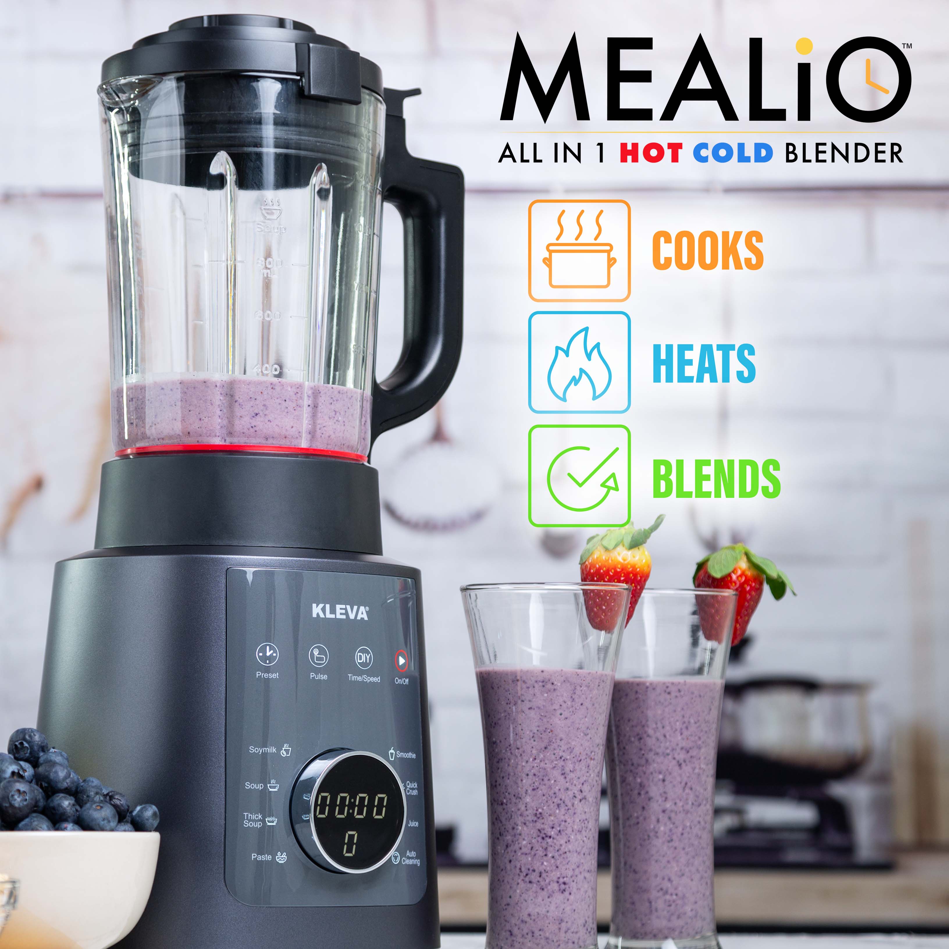 Mealio® Hot & Cold Blender - Soup Maker and Smoothie Blender