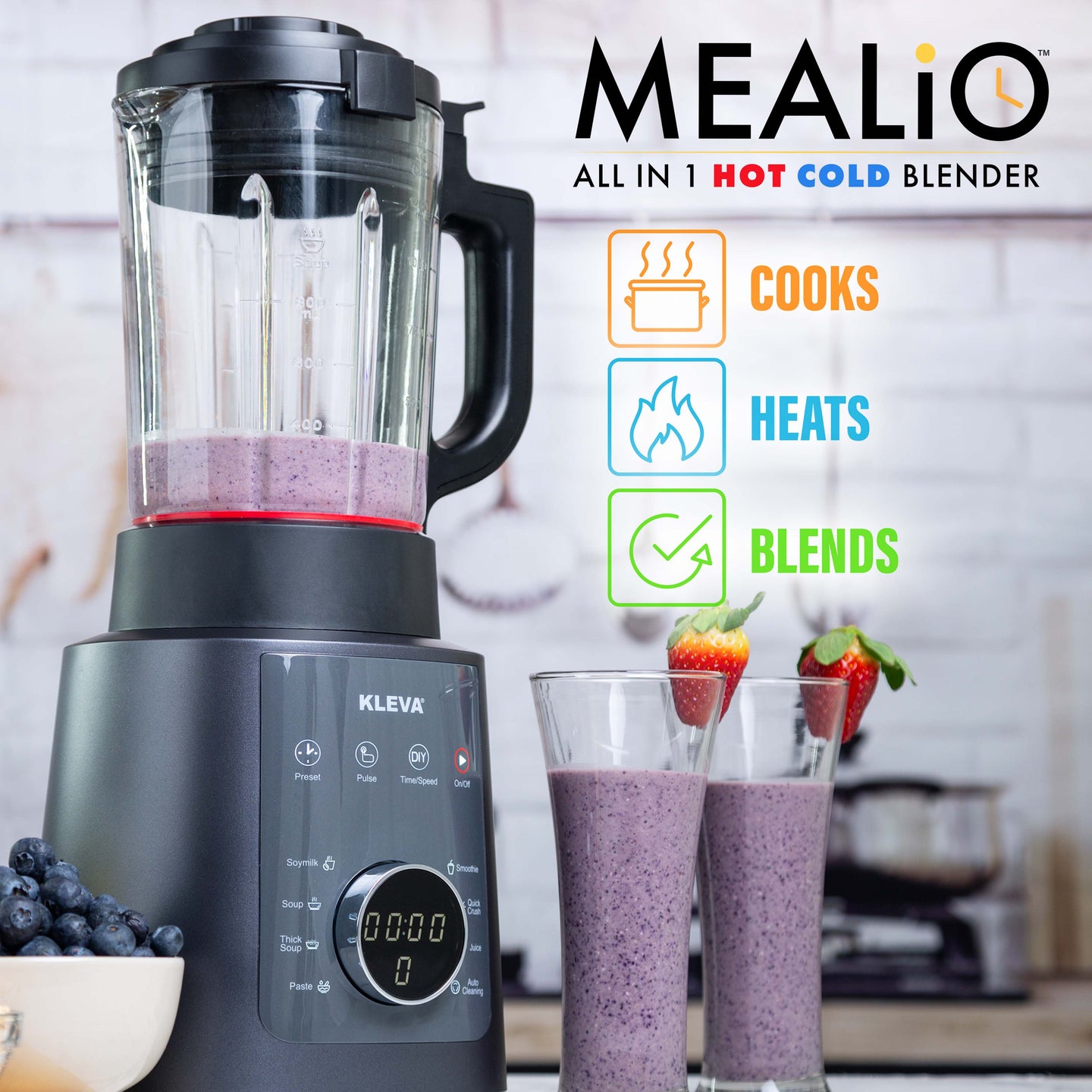 Mealio® Hot & Cold Blender Soup Maker and Smoothie Blender Kleva