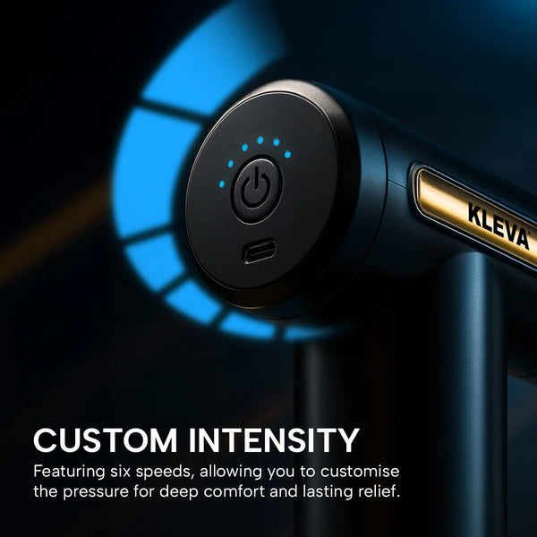Mini massage gun with adjustable intensity control and LED power indicator