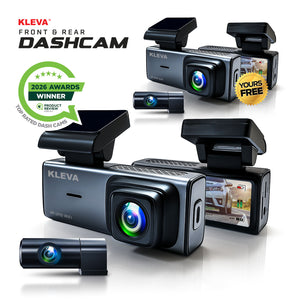 Kleva 4K UHD Front & Rear Dash Cam Car Dashboard Recorder with 3" Screen + FREE 32GB Micro SD Card
