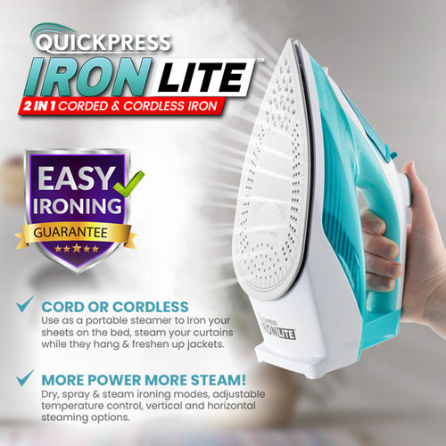 QuickPress™️ IronLite Corded & Cordless Iron + FREE IRON COVER – Kleva ...