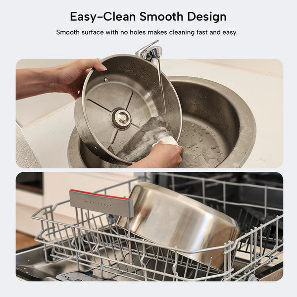 Easy-clean stainless steel air fryer pot, dishwasher-safe and smooth non-stick surface