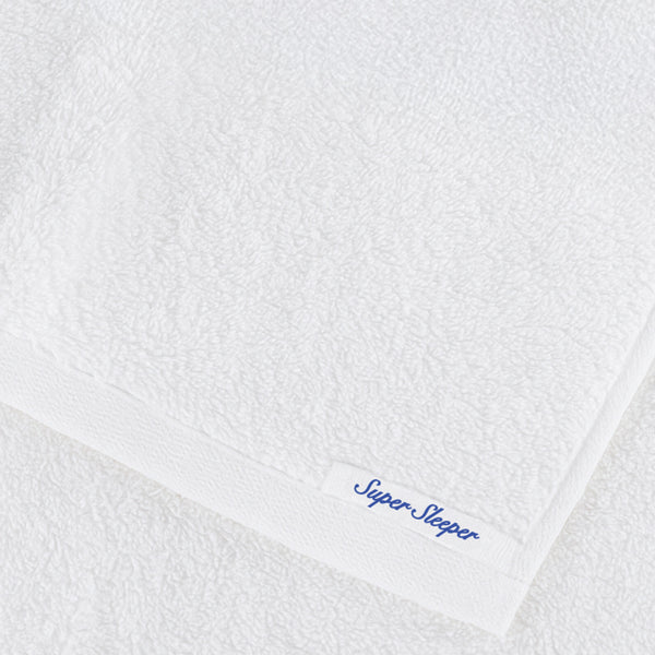 a Super Sleeper Pro label on Premium Bath Towel