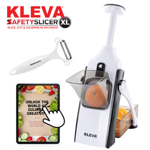 Kleva Safety Slicer™️ One-Push XL Vegetable Slicer + BONUS Peeler + Cooking E-Book