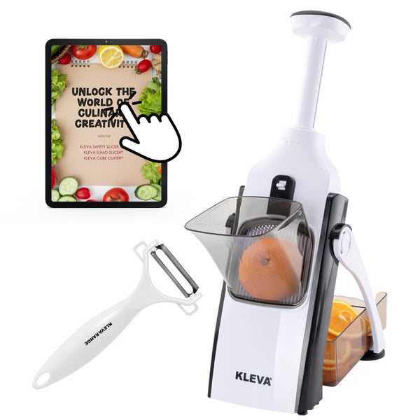 Kleva Safety Slicer™️ One-Push XL Vegetable Slicer + BONUS Peeler + Cooking E-Book