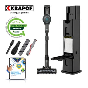 KRAPOF cordless self-emptying vacuum cleaner award winner with smart dock system