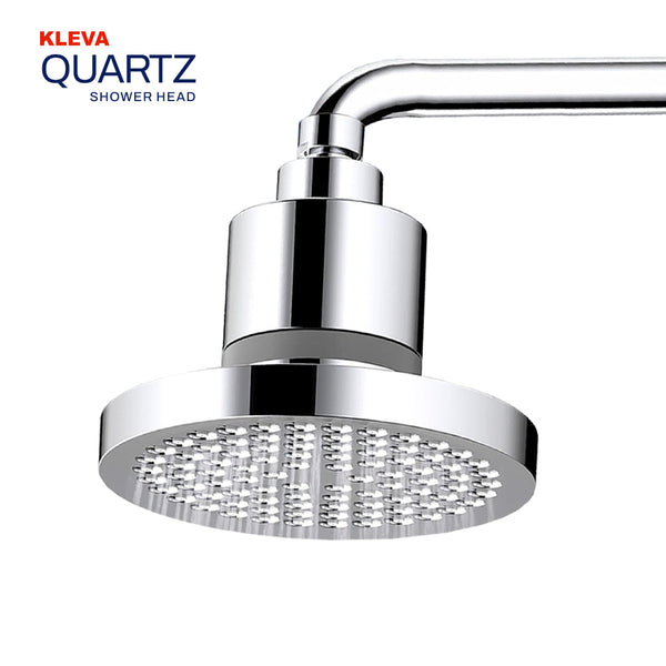 The Kleva Range Triple Bliss Filtered Handheld/Wall Mount Shower Head, chrome-finished with a metal arm and multiple nozzles, reduces hard water impurities. Product name and brand shown top left. Buy One Get One Free offer.