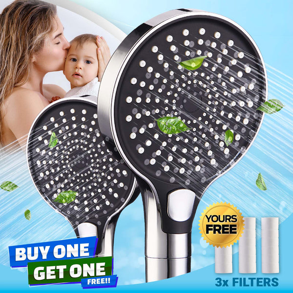 Kleva Triple Bliss Filtered Handheld 3-Mode Shower Head plus 3 Filters - Buy One Get One Free